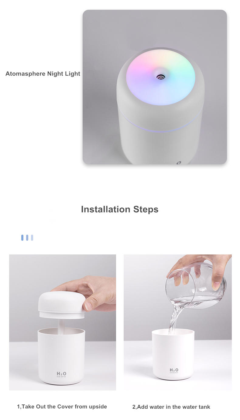 Taşınabilir 300ml nemlendirici USB ultrasonik Dazzle bardak hava difüzörü serin Mist Maker hava nemlendirici arıtma