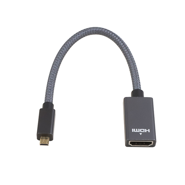 High quality Aluminum Alloy Micro HDMI Male to HDMI Female Adapter Cable for desktop