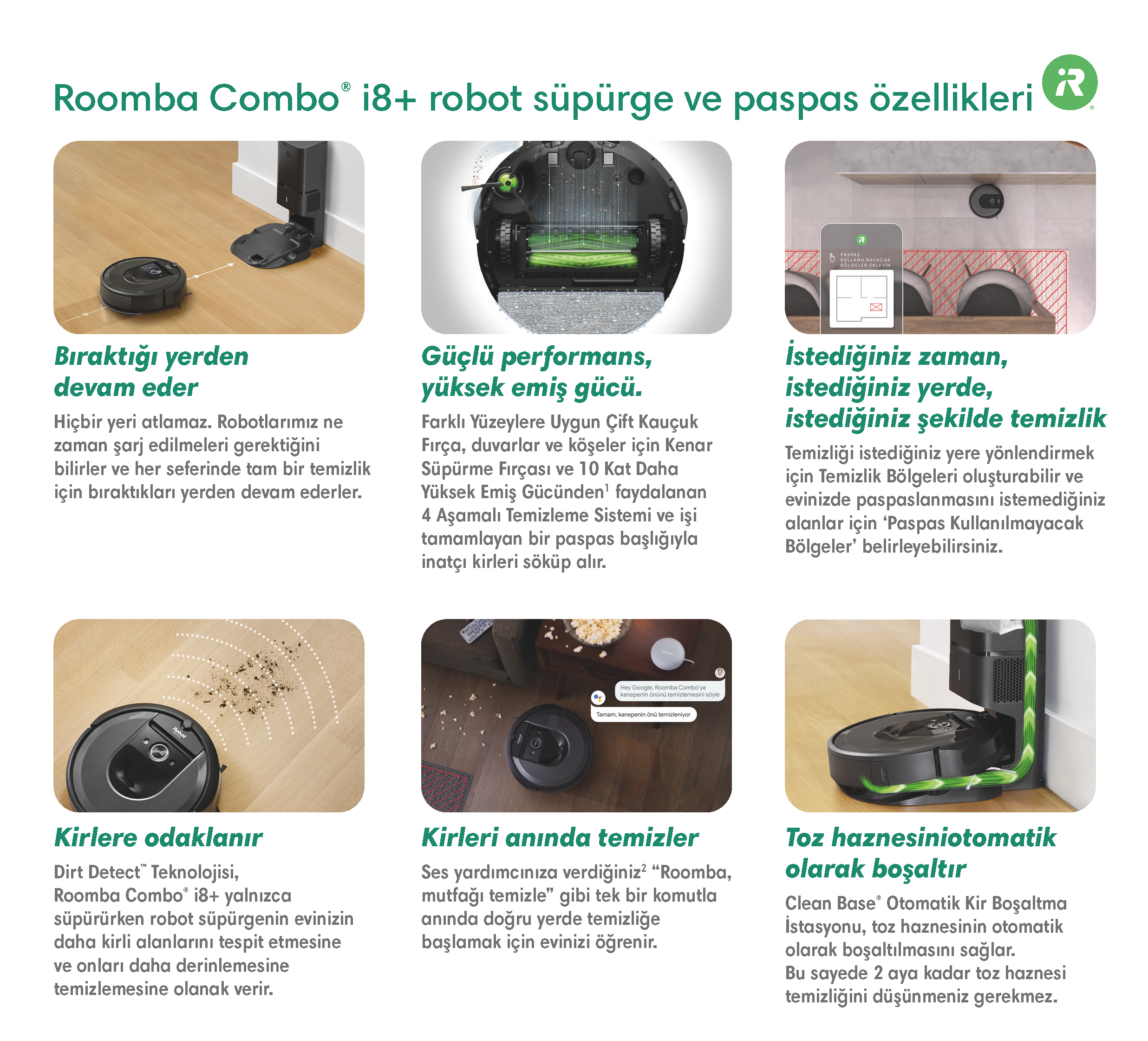 iRobot Roomba Combo® I8+ Robot Süpürge ve Paspas Fiyatı