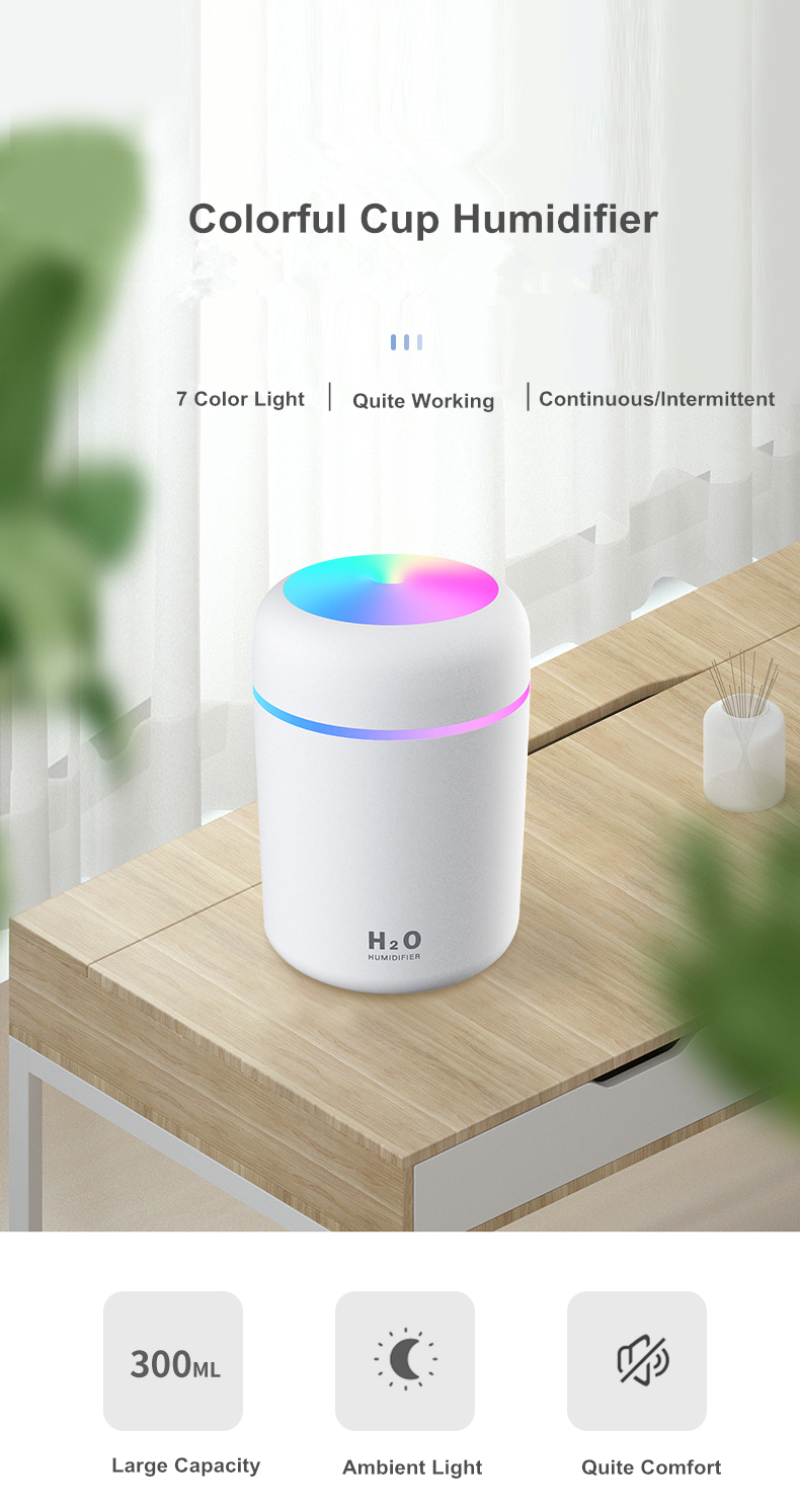 Taşınabilir 300ml nemlendirici USB ultrasonik Dazzle bardak hava difüzörü serin Mist Maker hava nemlendirici arıtma