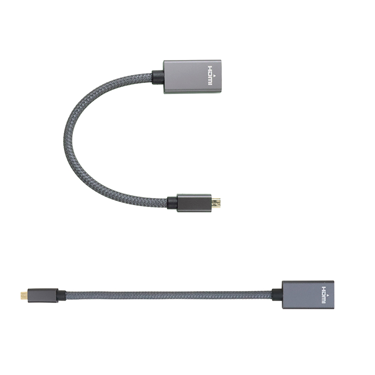 High quality Aluminum Alloy Micro HDMI Male to HDMI Female Adapter Cable for desktop