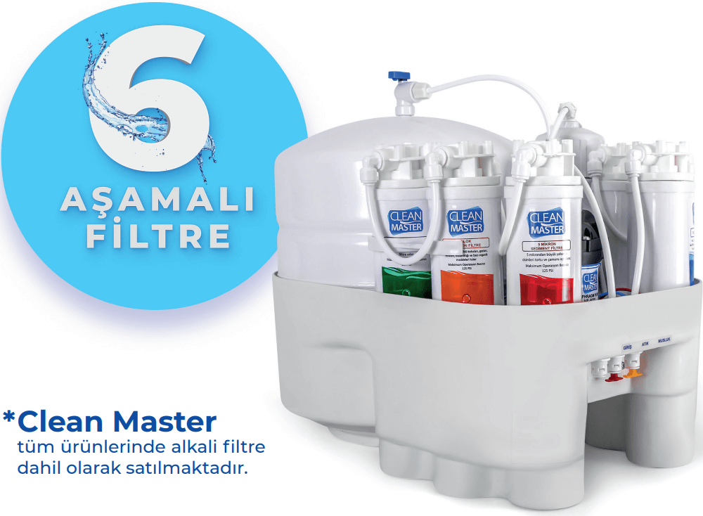 Clean Master Premium 6 Filtreli Pompalı Su Arıtma Cihazı 12 Lt