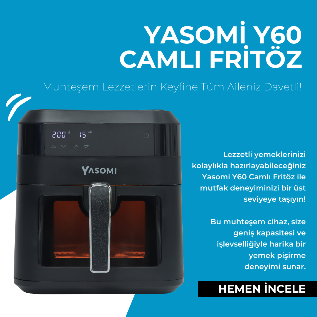 Yasomi Camlı Fritöz Siyah