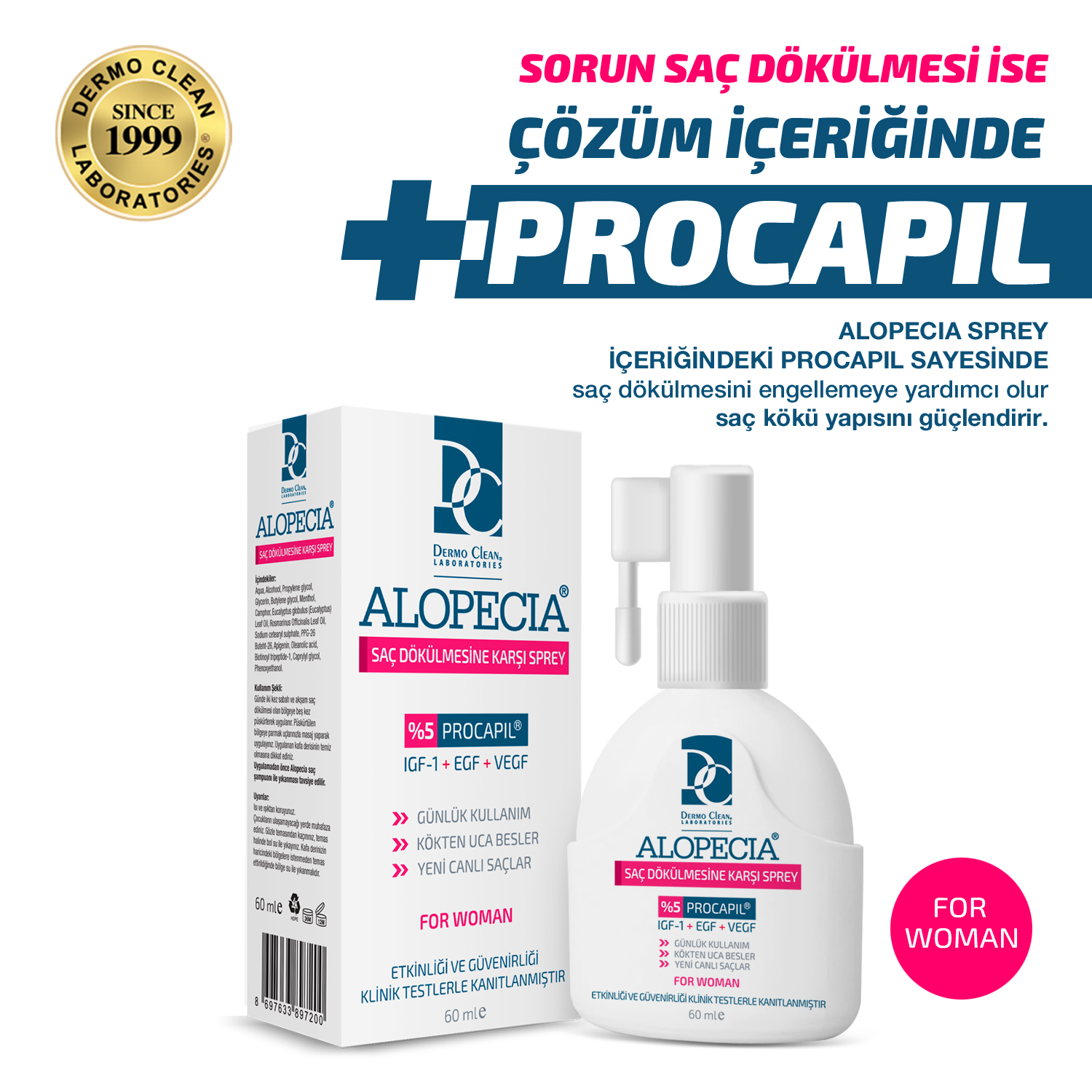 Alopecia Procapil İçerikli Saç Dökülmesine Karşı Kadın Sprey