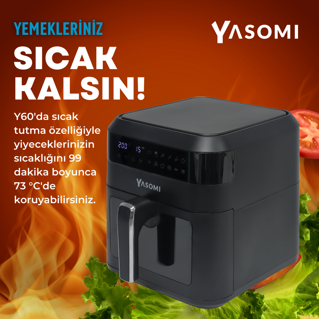 Yasomi Camlı Fritöz Siyah