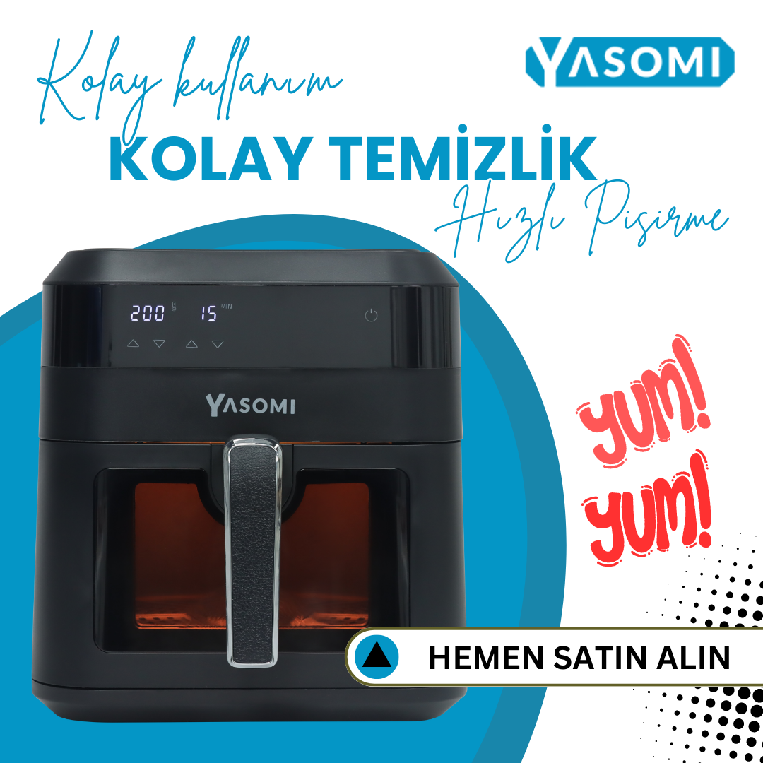 Yasomi Camlı Fritöz Siyah