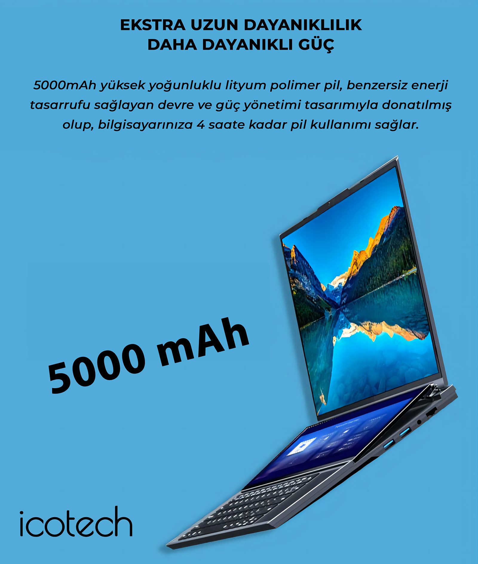 Icotech DS16 Çift Ekranlı Laptop Intel i7 32 Gb Ram 1 Tb Ssd Hdd