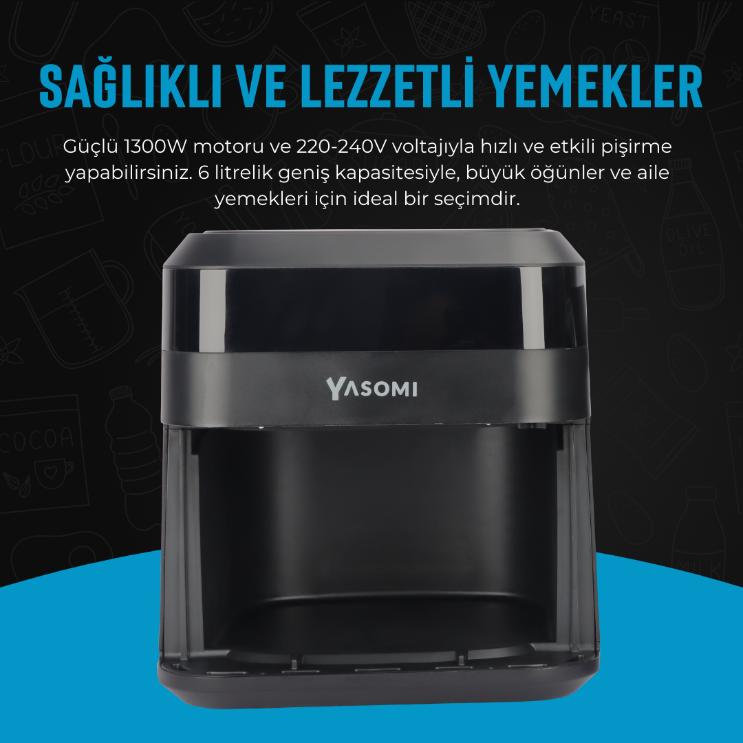 Yasomi Camlı Fritöz Siyah