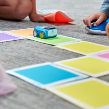 children design and build a maze for the indi learning robot for kids 