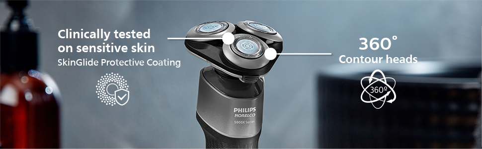 Norelco men’s electric shavers Philips Phillips Shaver X5000 blades lithium-ion battery showerproof