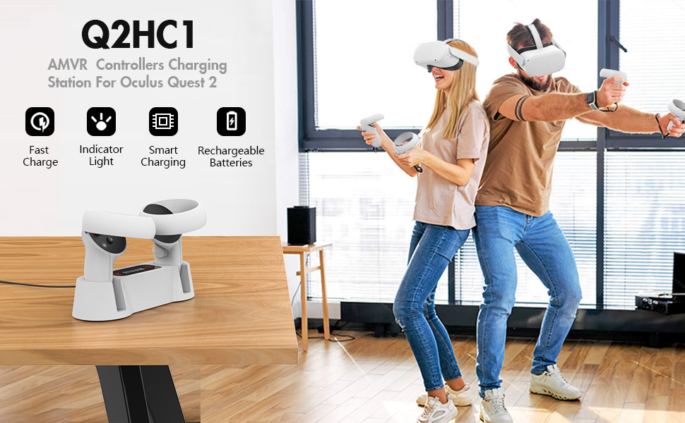 Oculus Quest 2 Dokunmatik Kontrol Cihazları için AMVR Şarj Ünitesi, Tutma Yeri Ekran Tutucu Montaj İstasyonu