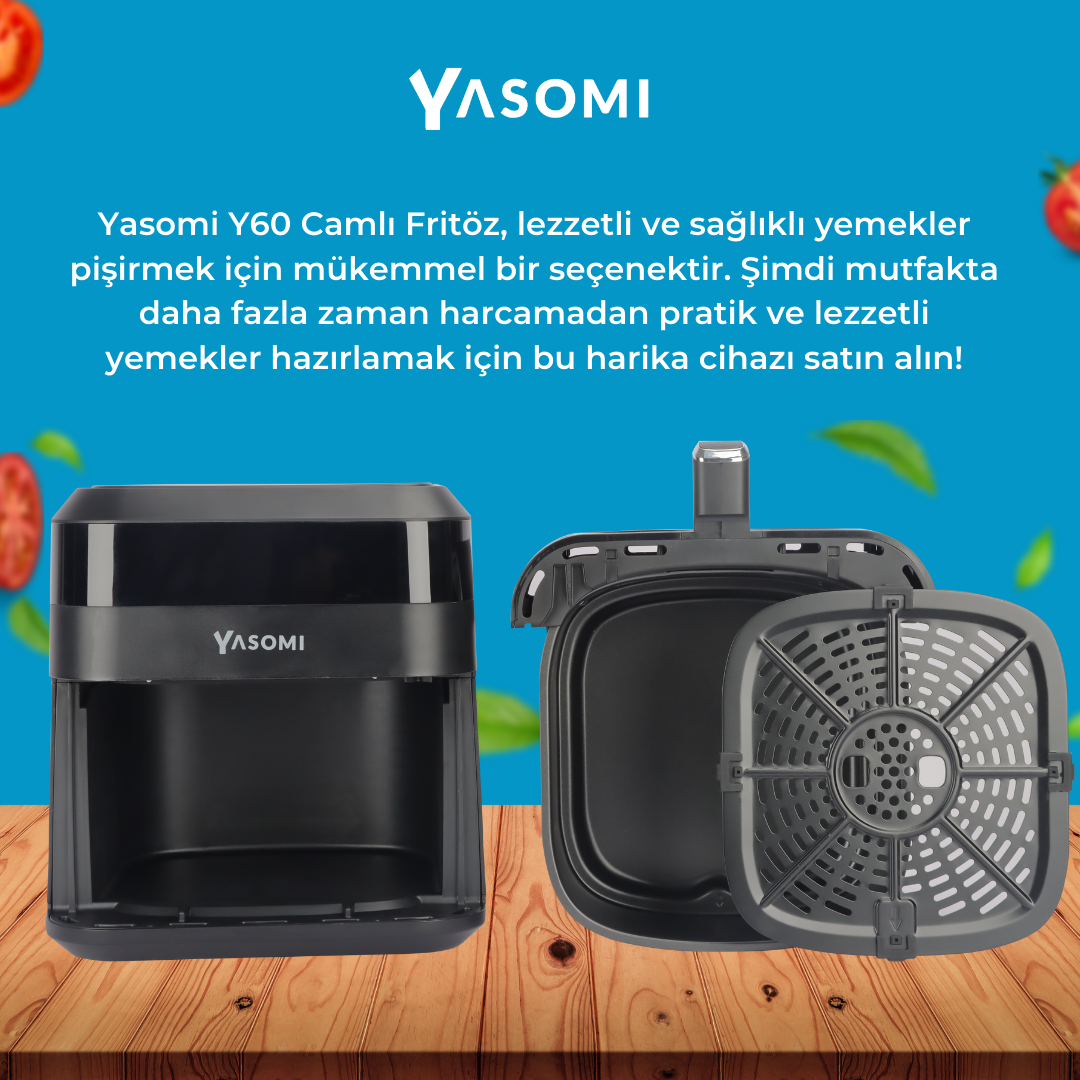 Yasomi Camlı Fritöz Siyah