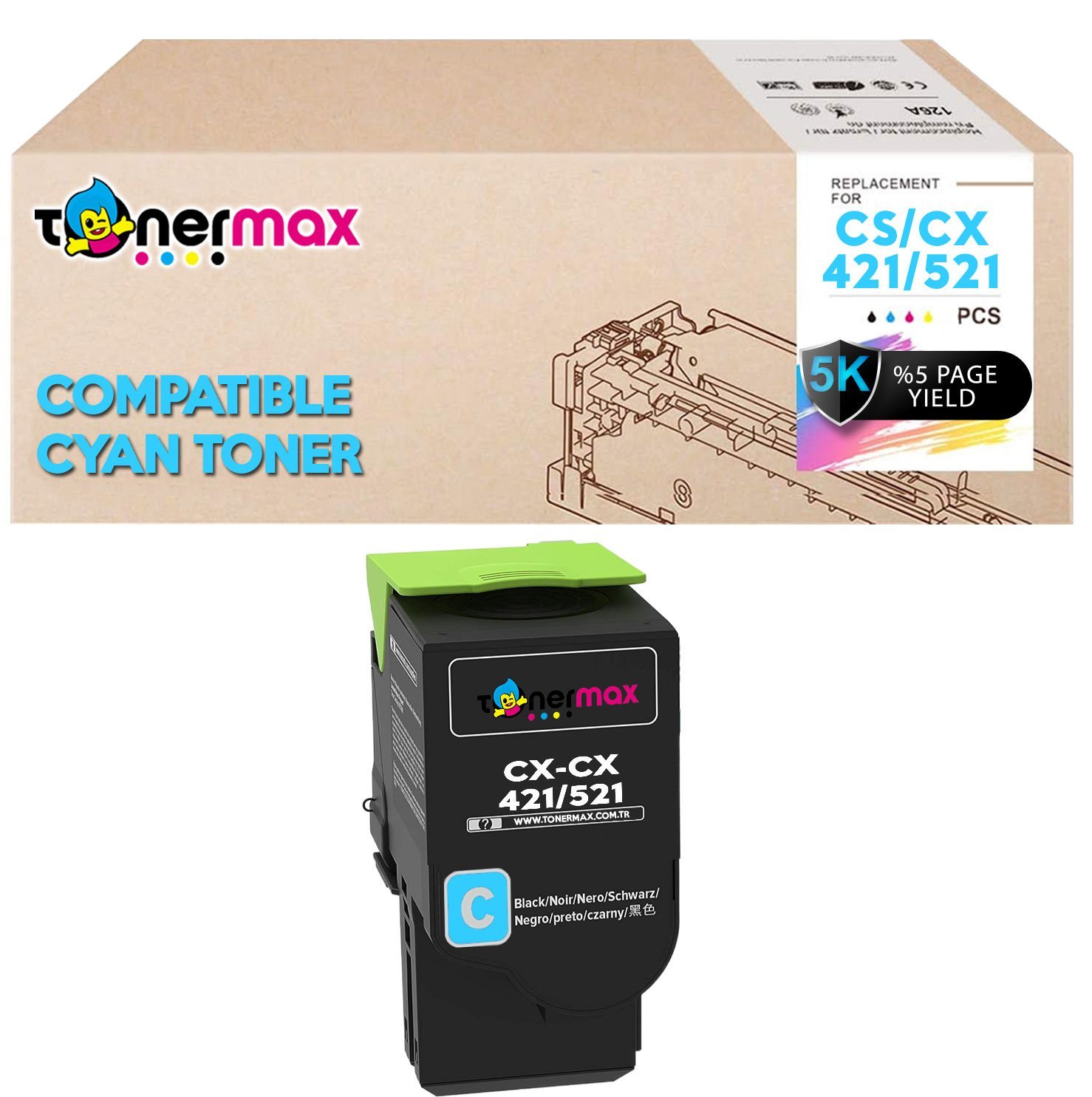Lexmark CS421-78C5XK0 Muadil Toner Yüksek Kapasiteli / CS421 / CX421 / CS521 / CX521 / CS622 / CX622 / CS625 / CX625