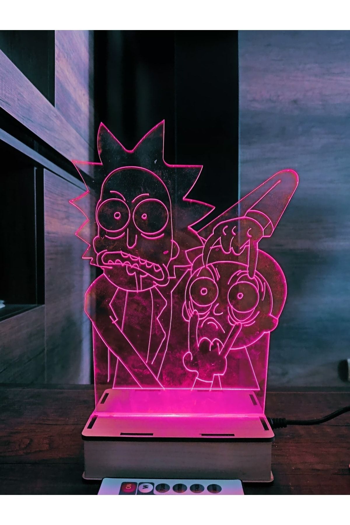 Deluxe wood 3d Rick And Morty 16 Renk Masa Lambası