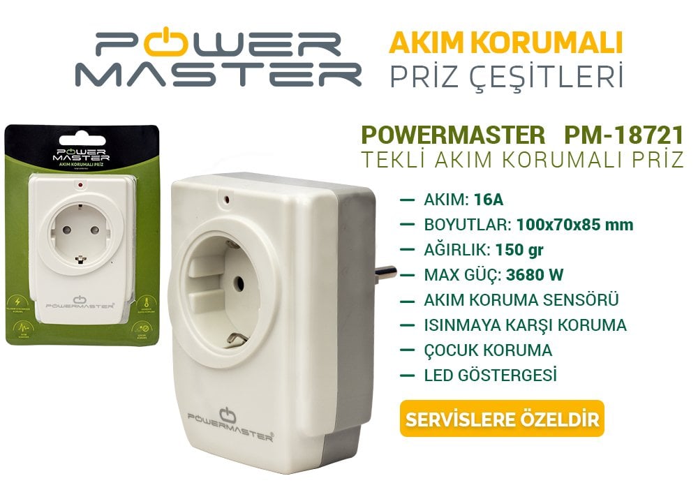 Powermaster PM-18721 Akım Korumalı Priz