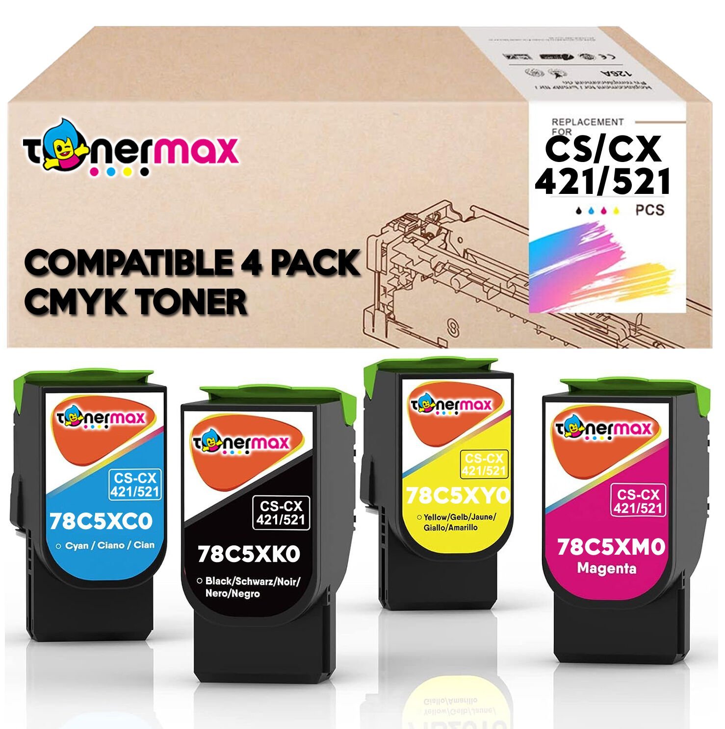 Lexmark CS421 Muadil Toner Yüksek Kapasiteli / CS421 / CX421 / CS521 / CX521 / CS622 / CX622 / CS625 / CX625