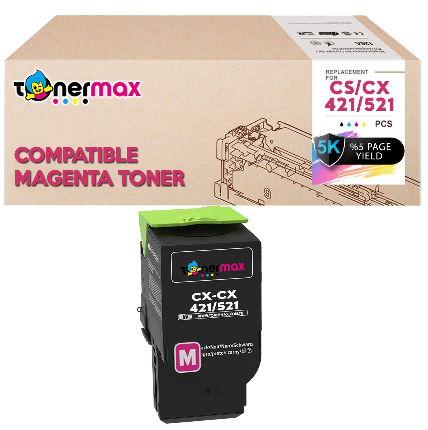 Lexmark CS421-78C5XK0 Muadil Toner Yüksek Kapasiteli / CS421 / CX421 / CS521 / CX521 / CS622 / CX622 / CS625 / CX625