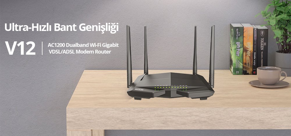 Tenda V12 AC1200 Dual Band 4X Gigabit Port 1200 Mbps Vdsl Modem