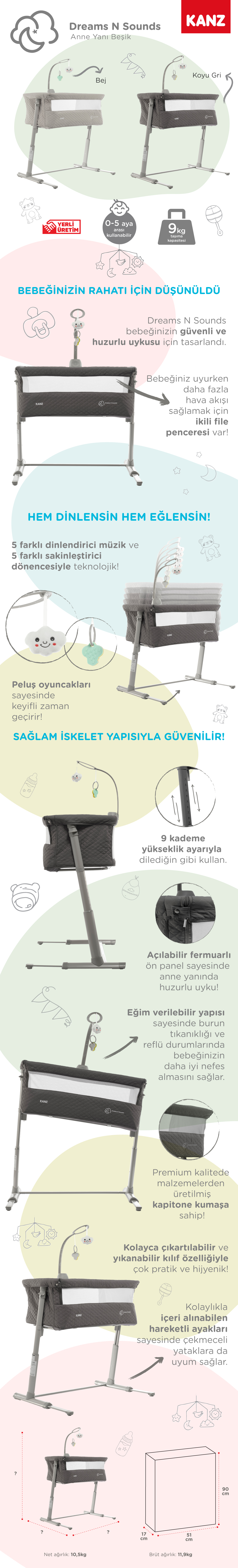 Kanz Dreams N Sound Anne Yanı Beşik Siyah