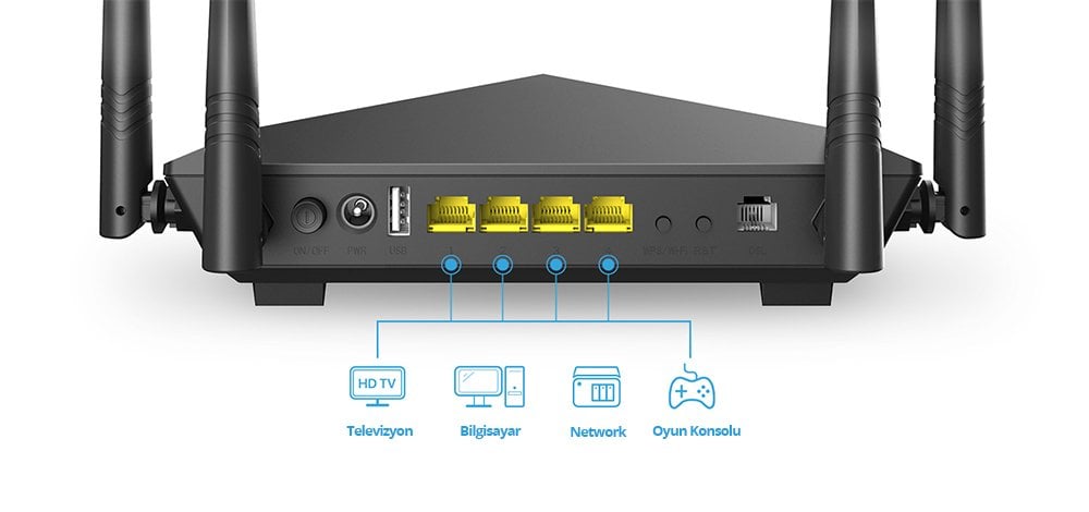 Tenda V12 AC1200 Dual Band 4X Gigabit Port 1200 Mbps Vdsl Modem