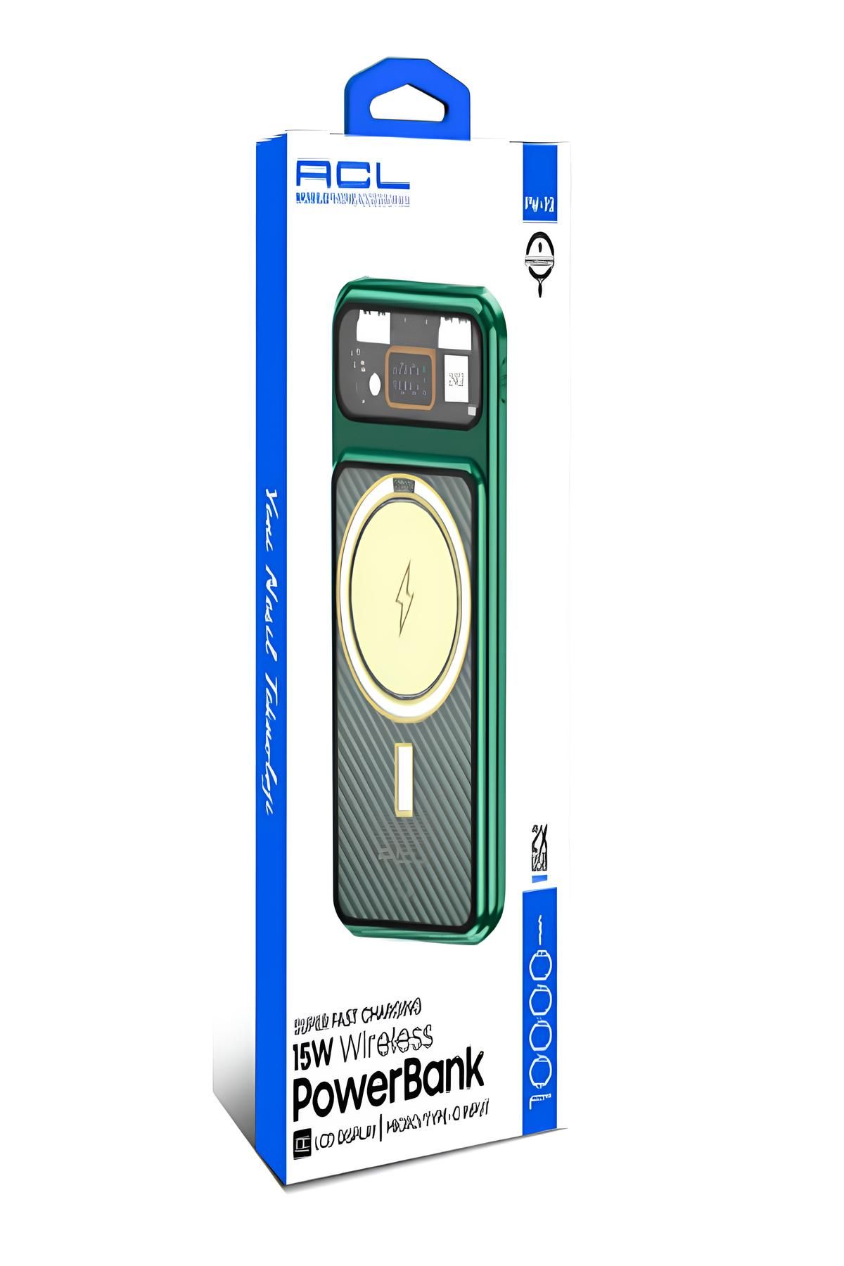 Acl 10.000mAh Pd 2XUsd 15w Lcd Gösterge Dahili Type-c Mikro Powerbank Pw-72