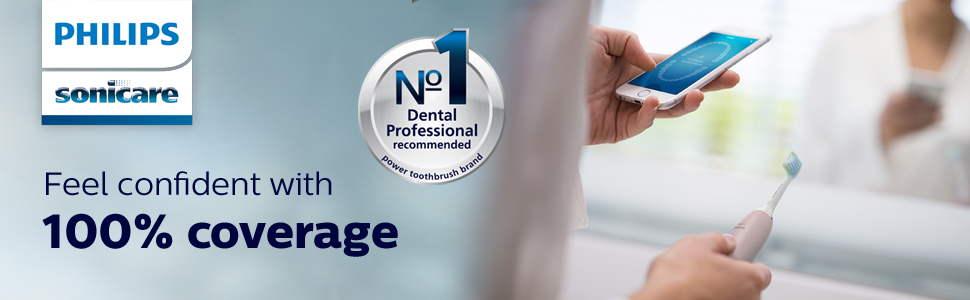 Sonicare Phone uygulamasına bakan ve pembe diş fırçası kullanan kişi