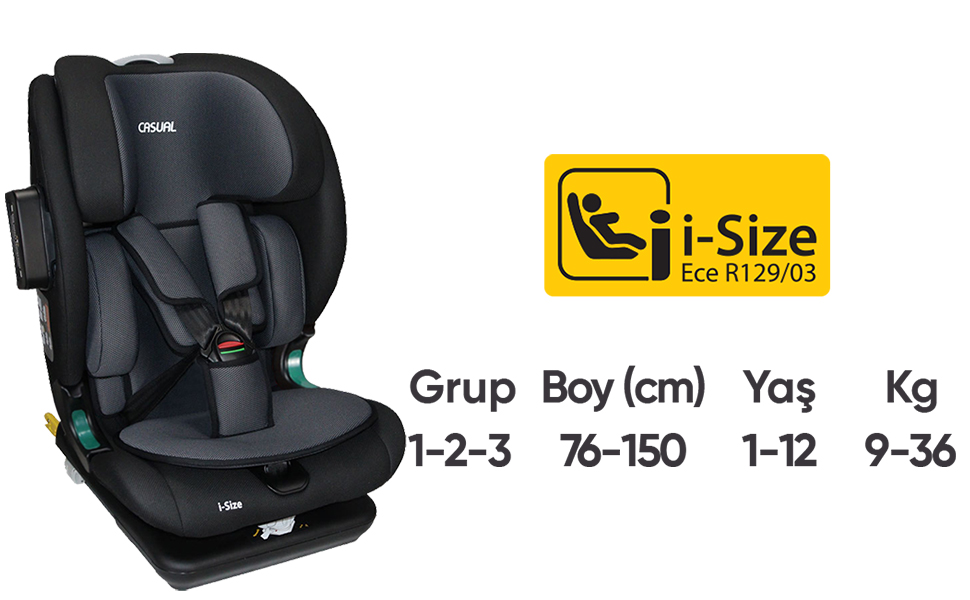 Casual Goldfix Eco Çocuk Oto Koltuğu i-size tablosu