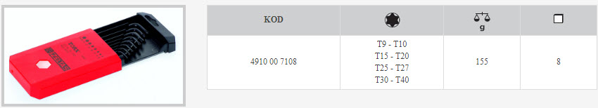 İzeltas Torx Allen Anahtar Takımı 8 Parça