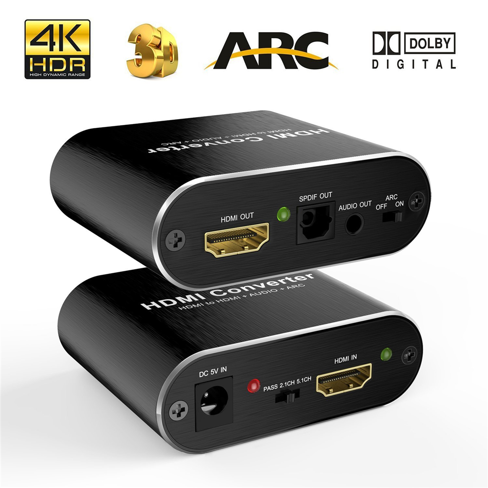 Arc Audio HDElity HDMI 2.0 Audio Extractor 4K@30Hz HDMI Optical Toslink Converter ARC 3D 