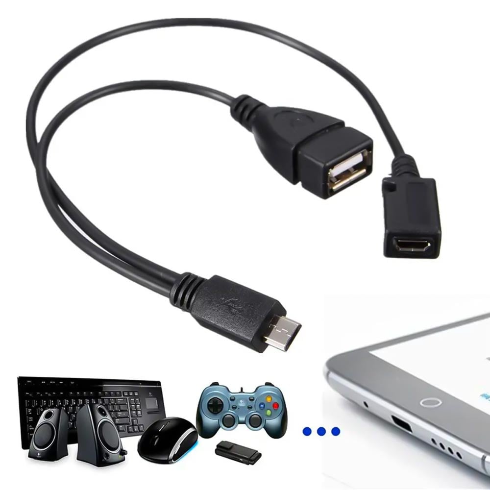 Powermaster USB Dişi Micro USB Erkek Dişi Y OTG Kablo 20 Cm