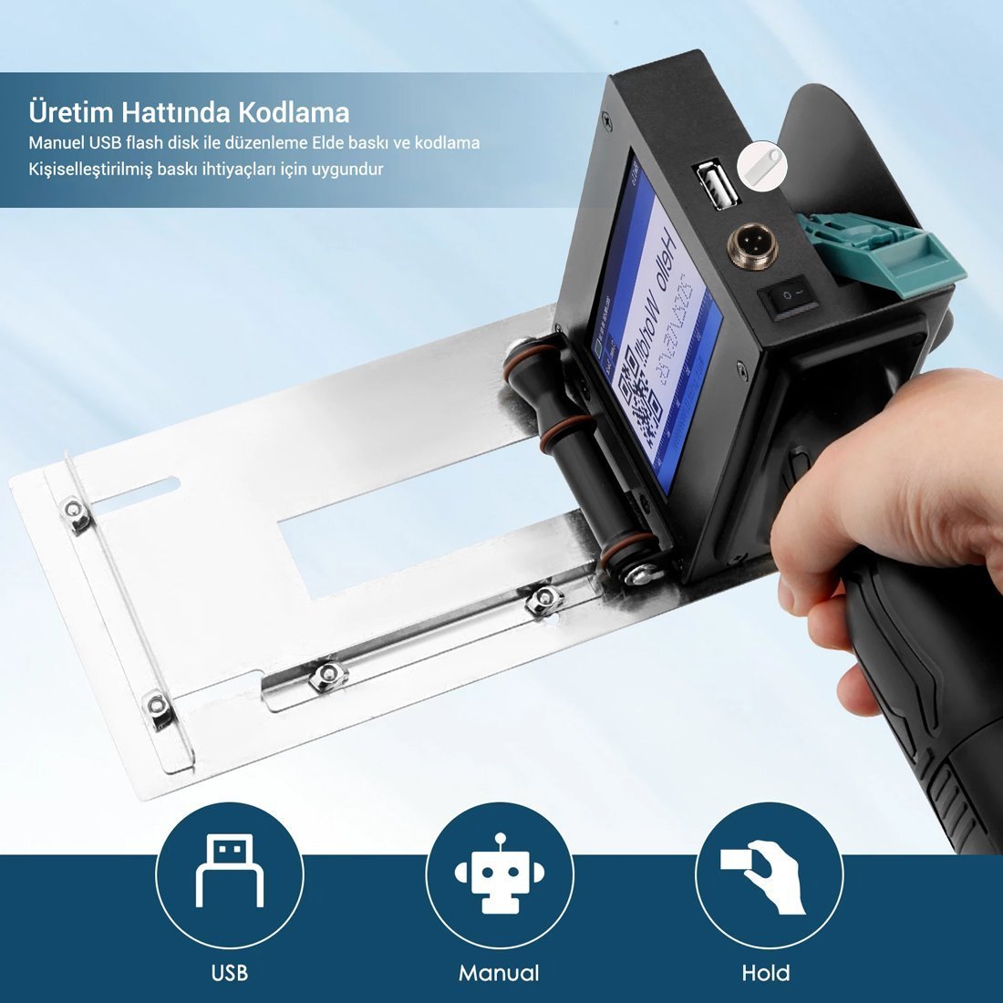 Powermaster PM-10878 4.3 Dokunmatik Ekranlı Şarjlı Endüstriyel El Tipi Portatif Mürekkep Yazıcı İçerik