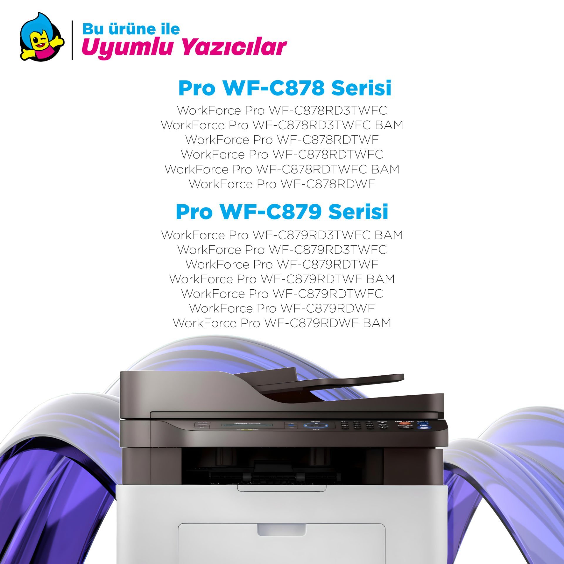 Epson T05A1 - T05A2 - T05A3 - T05A4 Muadil Kartuş Set - WorkForce Pro WF-C878 / WF-879