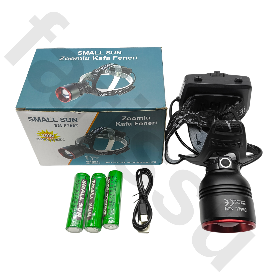 farissu 30W 3000 Lümen Zoomlu Şarjlı Kafa Feneri - 7200 Mah Fiyatı