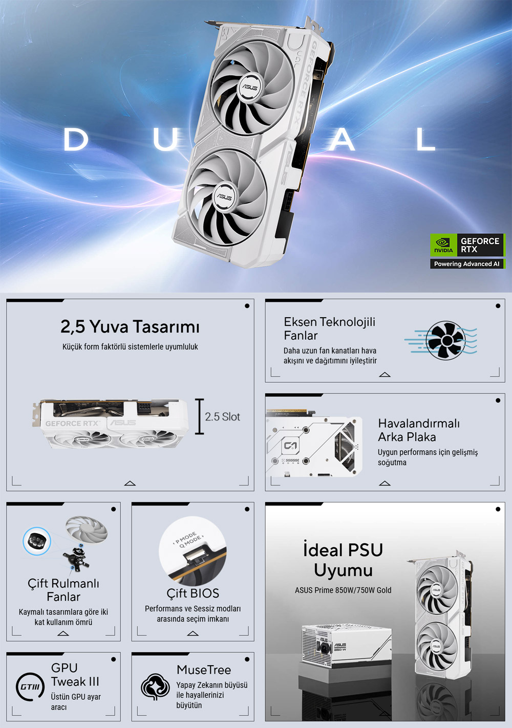 ASUS Dual GeForce RTX™ 5060 White OC Edition 8GB GDDR7