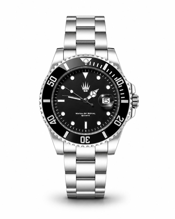 Titan Silver Black saatin önden kasa ve çelik kordon görünümü