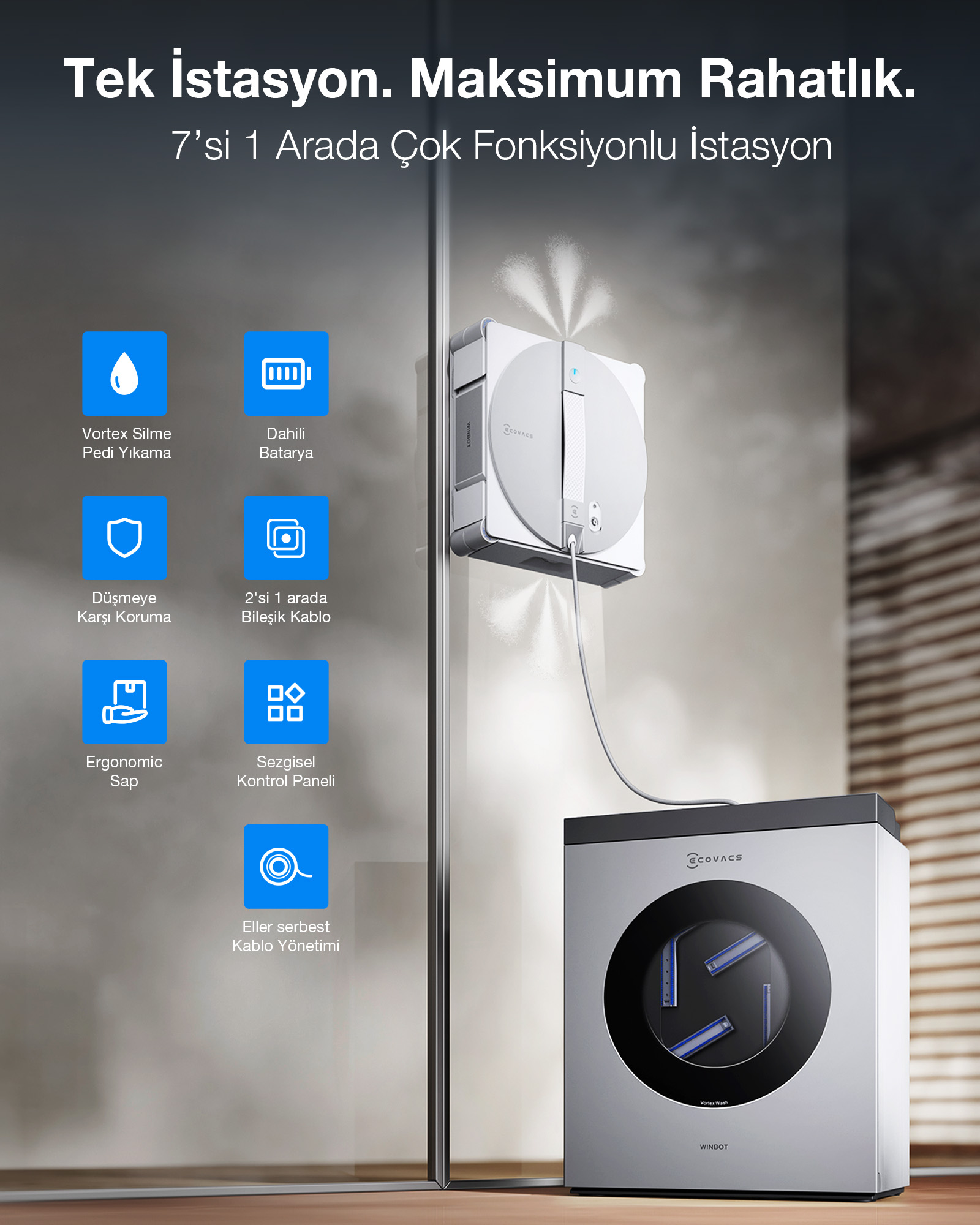 ECOVACS WINBOT W3 OMNI Cam Temizleme Robotu