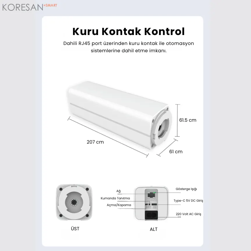 WiFi Tuya Akıllı Yana Kayar Motorlu Perde Ray Seti kuru kontak kontrol ve RJ45 otomasyon bağlantısı