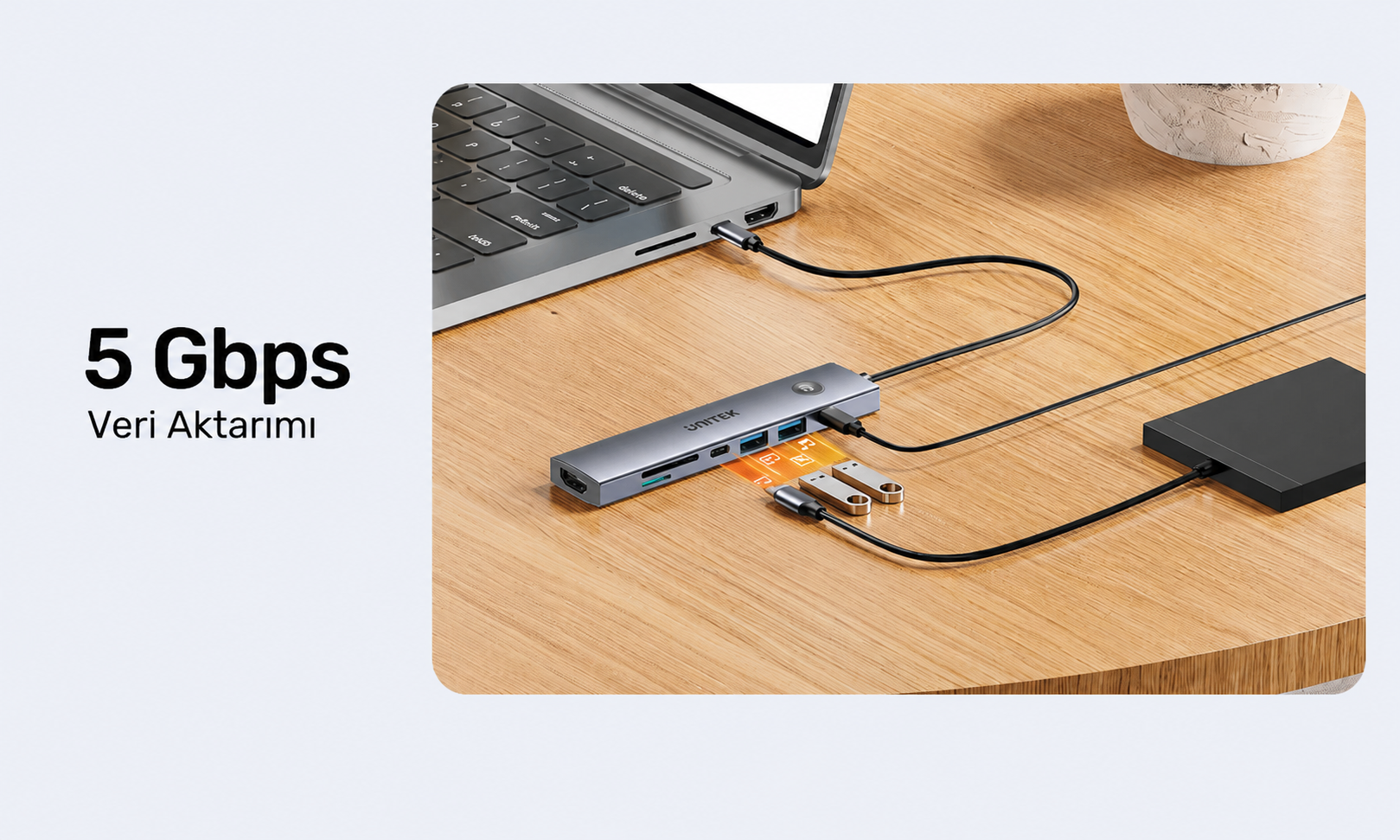 Unitek uHUB S7 Pro 7`si 1 arada 5 Gbps USB-C Hub