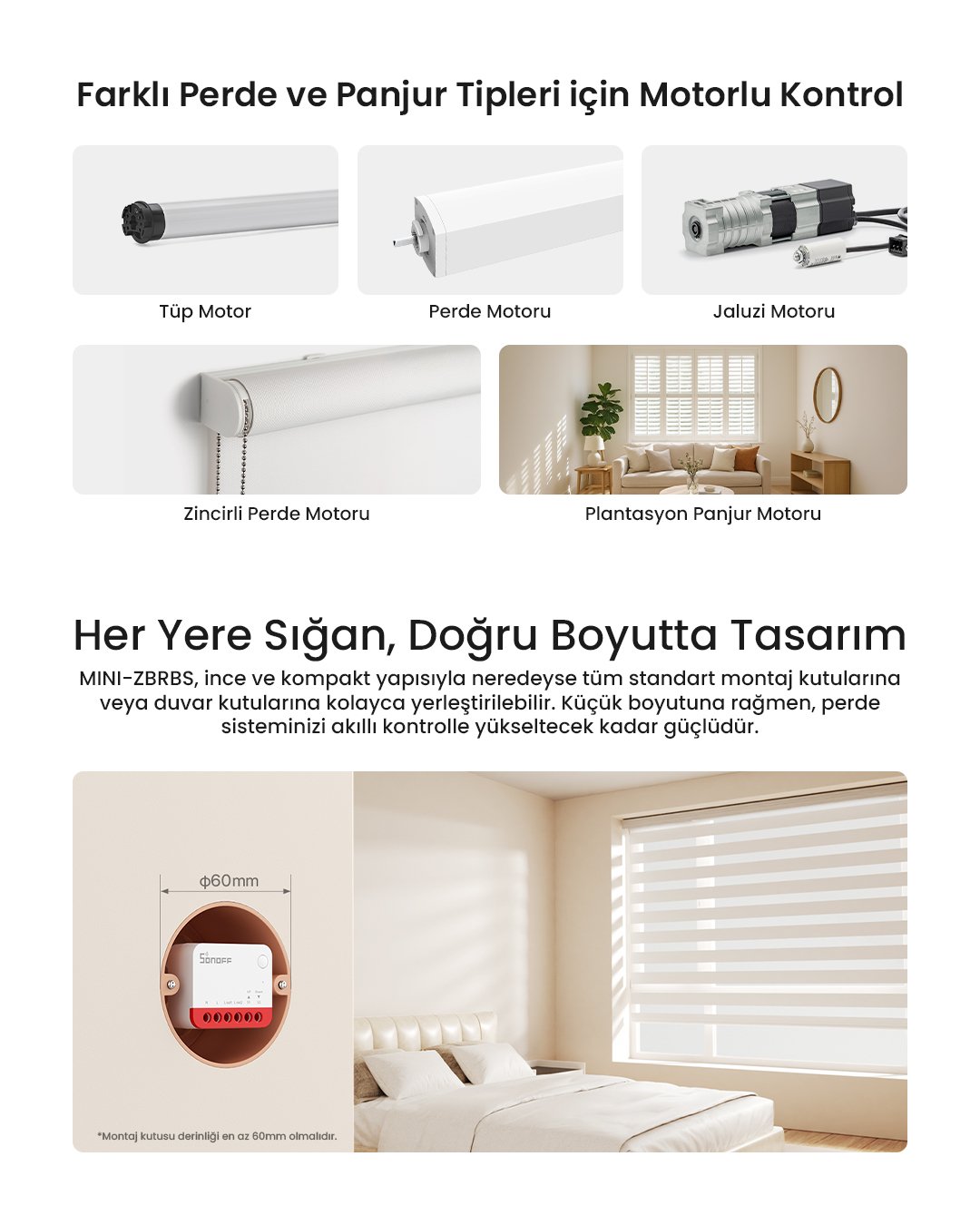 SONOFF Zigbee Mini-ZBRBS Akıllı Panjur Kontrol Rölesi
