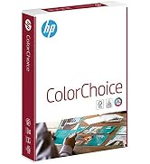 "HP ColorChoice" yazılır. Üç benzer HP yazıcı kağıt ürünü kutusu farklı açılardan gösterilir, bordo ve beyaz renkleri ürün markasıyla renklendirir.