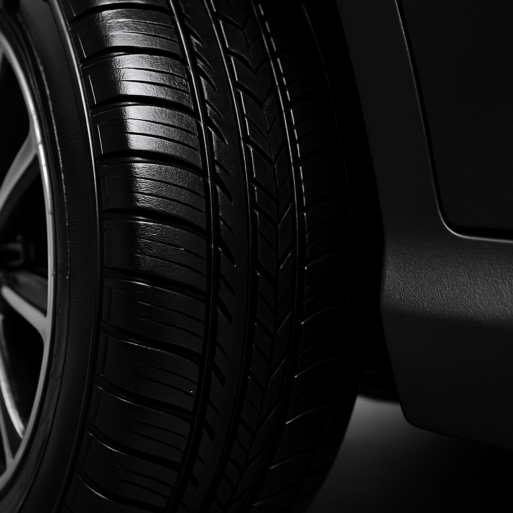 Nano sprey uygulanmış derin siyah parlak lastik ve canlı plastik trim detayı