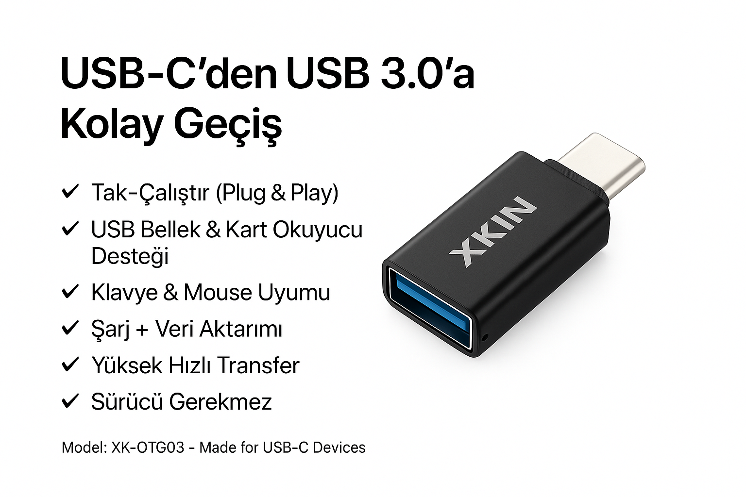 xkin-type-c-to-usb-3-0-mini-otg-adaptor-xk-otg03-her-cihaza-uyumlu-tak-calistir-yuksek-hizli-veri-aktarimi