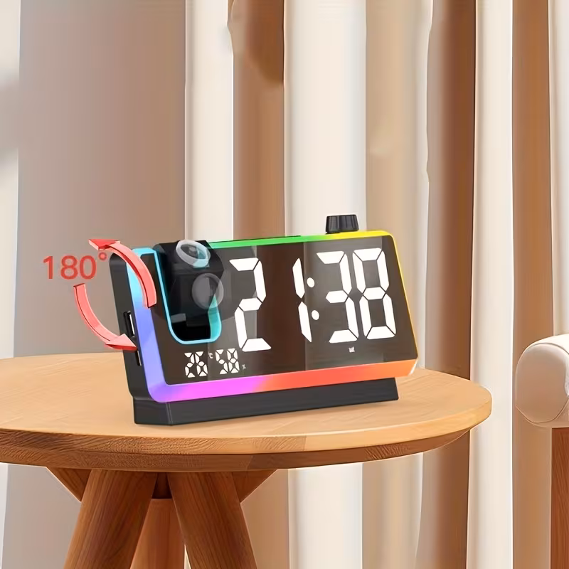 1pc colorful projection clock creative multifunctional led digital alarm clock with usb plug in suitable for room and office decor Product details 5