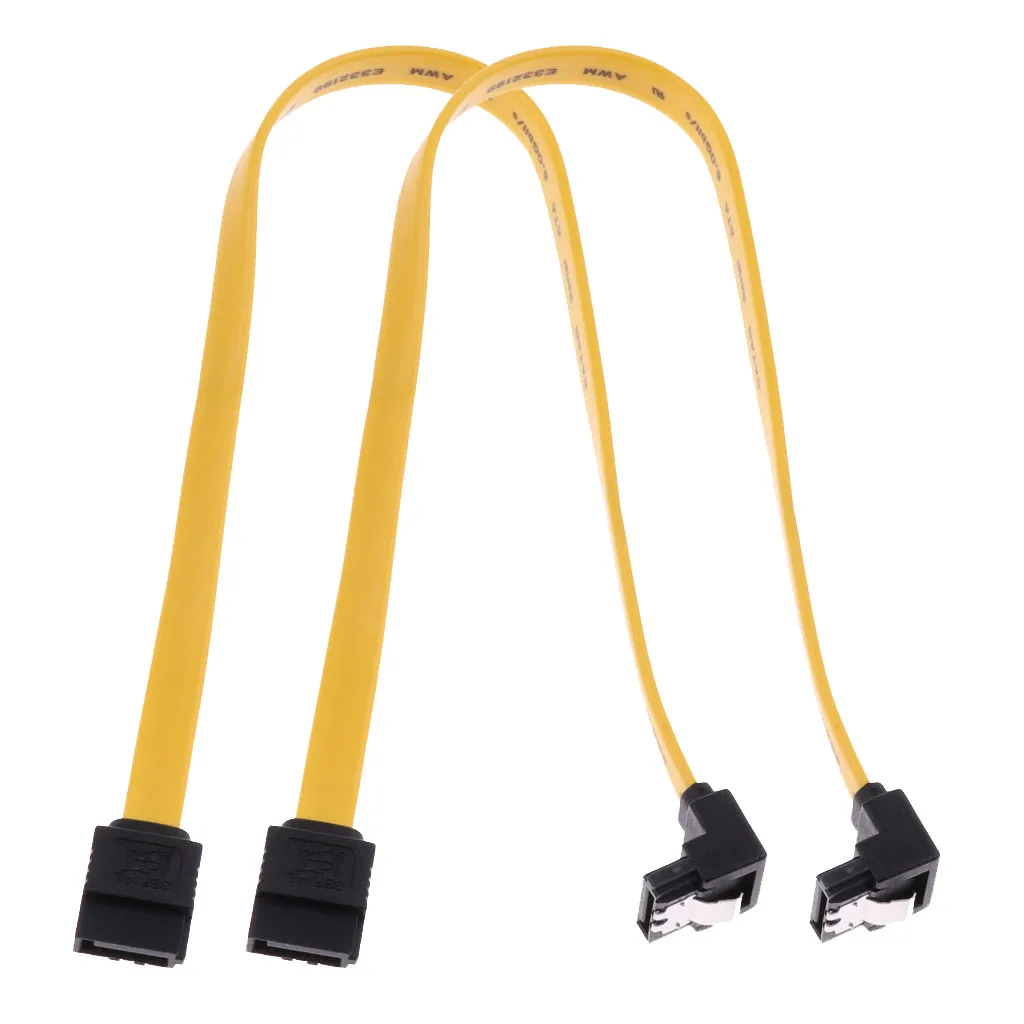 2x SATA III Data Drive Cable 6.0Gbps With Locking Latch 11.8inch/30cm 90Degree