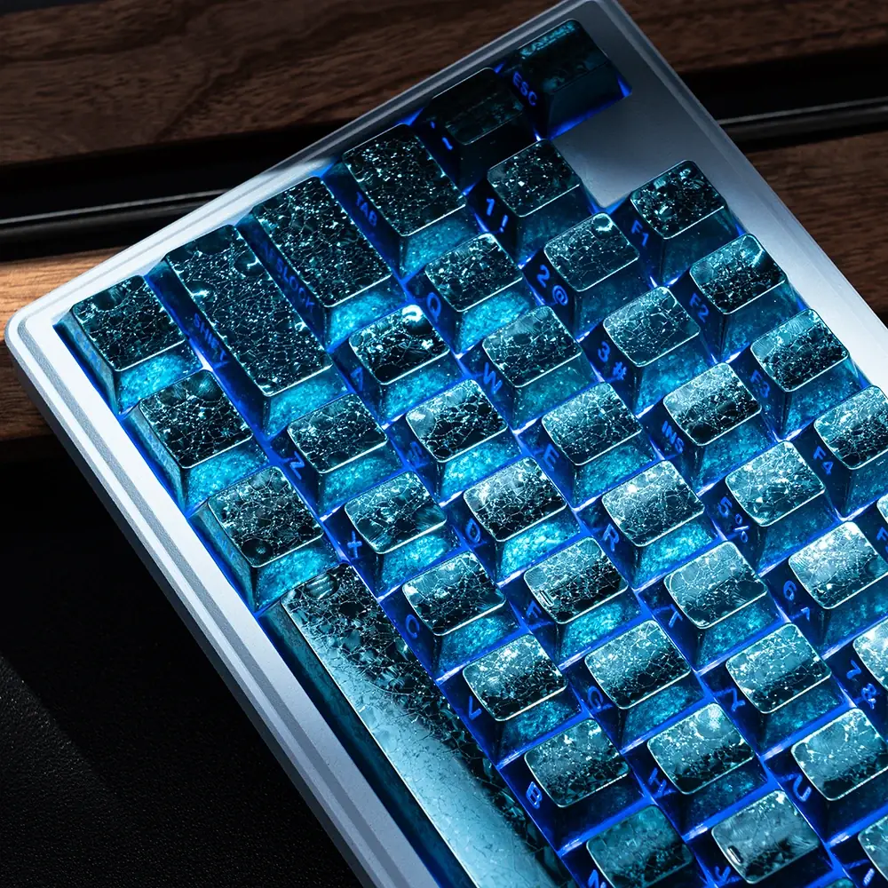 XVX Foil Serisi Yan Baskılı Shine-Through Keycaps with Silver Foil Texture