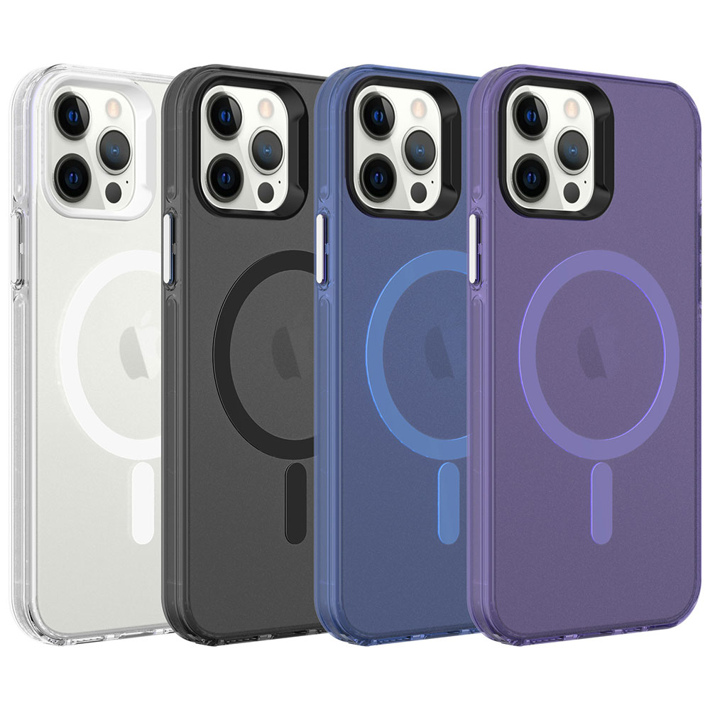 Apple iPhone 12 Pro Max Kılıf Zore M-safe Şarj Özellikli Buzlu Transparan C-Pro Sert Kapak - 6