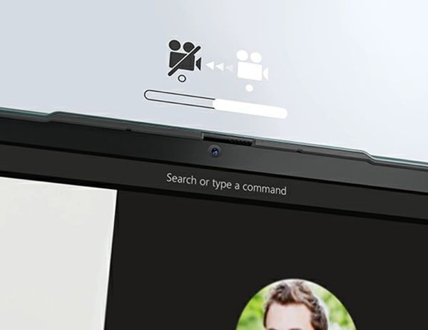 Close up view of Yoga 6 Gen 8 laptop’s webcam privacy shutter