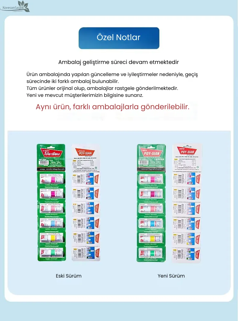 Poy-Sian Çift Uçlu Aromaterapi Inhaler – Nane & Mentol Koku Yağı