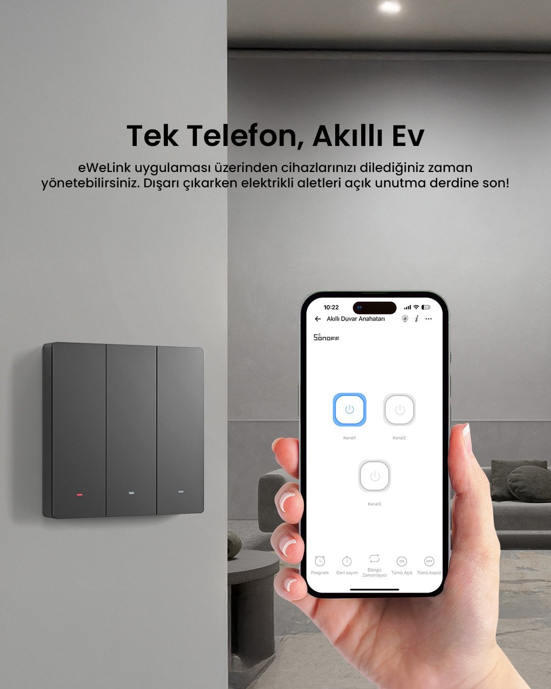 SONOFF M5 Matter Koyu Gri Akıllı Duvar Anahtarı