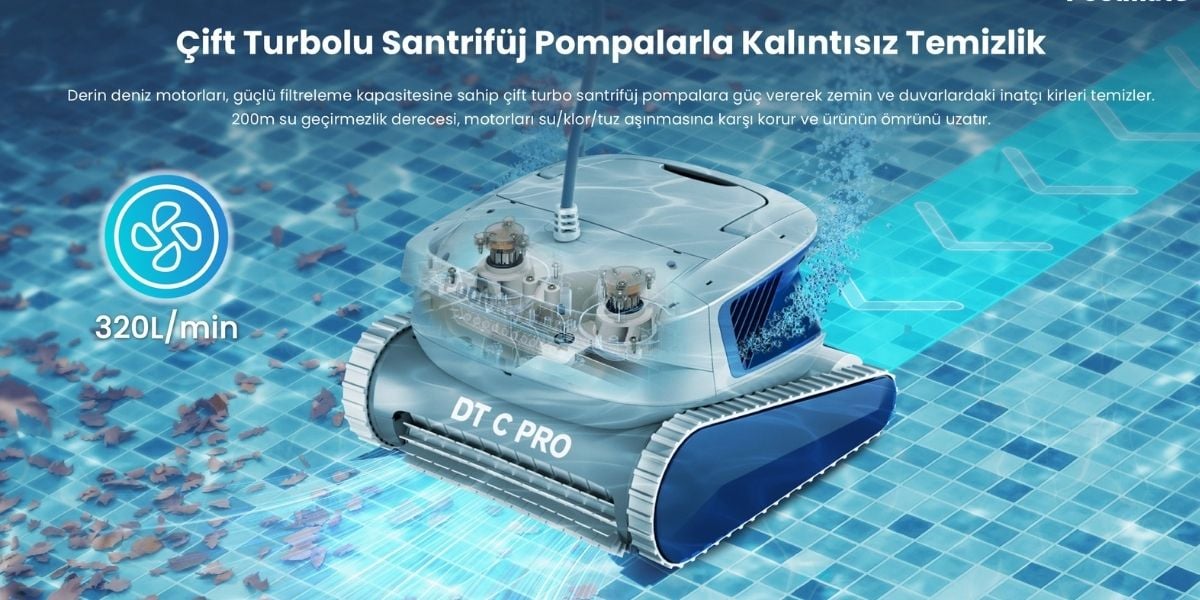 Çift türbinli Poolmate DTC Pro havuz temizleme robotu